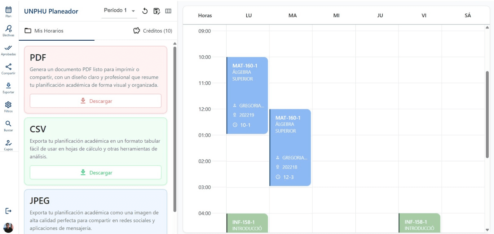 Export your schedule