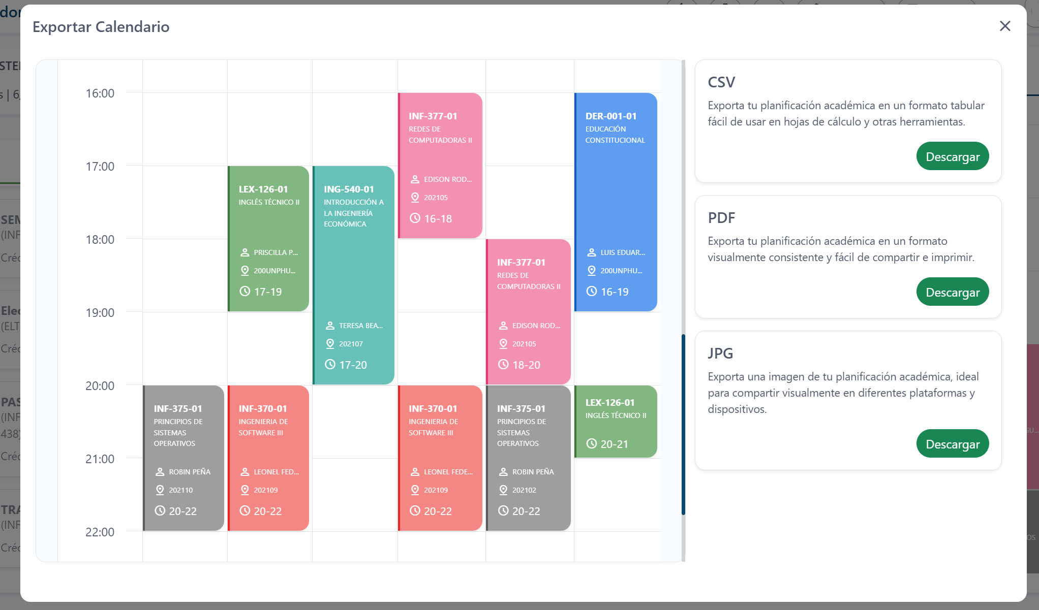 Export Schedule